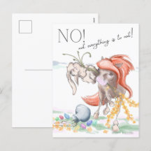Carte postale de Pâques avec cheval et lapin, anim