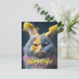 Carte postale de Pâques de chat mignonne et amusan