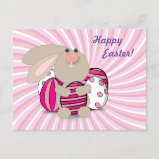 Carte postale de Pâques drôle et mignonne lapin