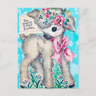 Carte postale de Pâques rétro vintage pour bébé