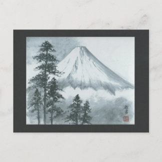 Carte postale de peinture à l'encre Mt Fuji