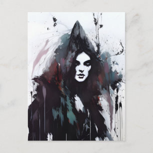 Carte postale de peinture à l'encre noire de sorci