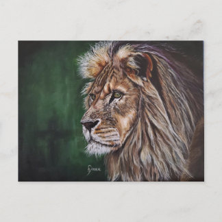 Carte postale de peinture acrylique au lion