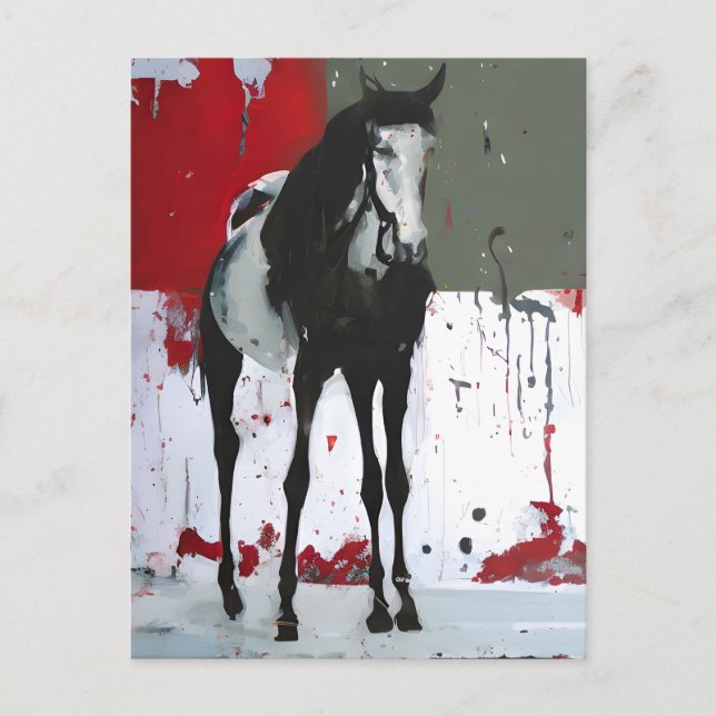 Carte postale de peinture éclaboussée de cheval Pi (Devant)