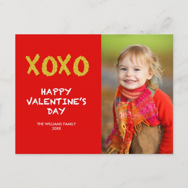 Carte postale de photo de Saint-Valentin de l'or (Devant)