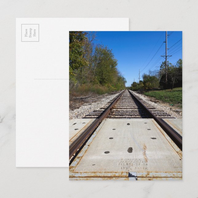 Carte postale de photographie panoramique de voies (Devant / Derrière)