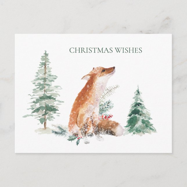 Carte postale de pin de renard d'hiver Woodland (Devant)