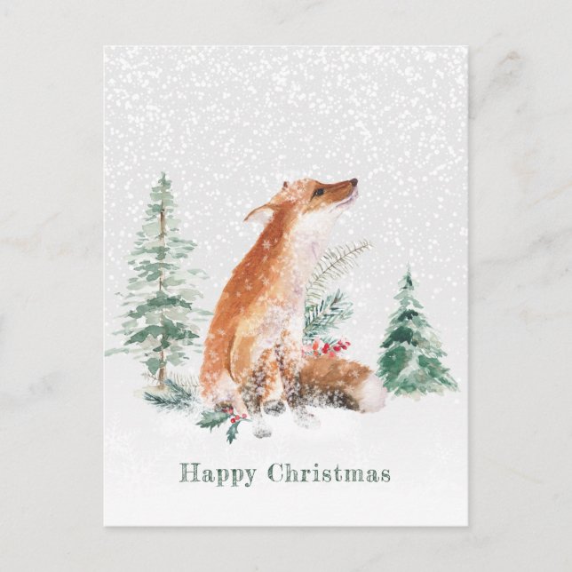 Carte postale de pin de renard d'hiver Woodland (Devant)