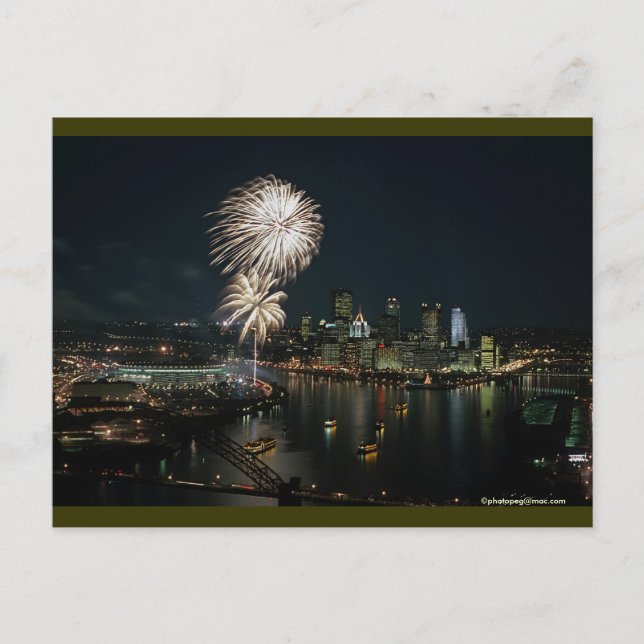 Carte postale de Pittsburgh - Lumière nocturne "On (Devant)