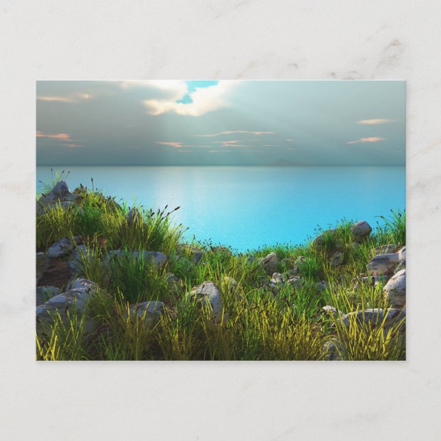 Carte postale de plage rocheuse (Devant)