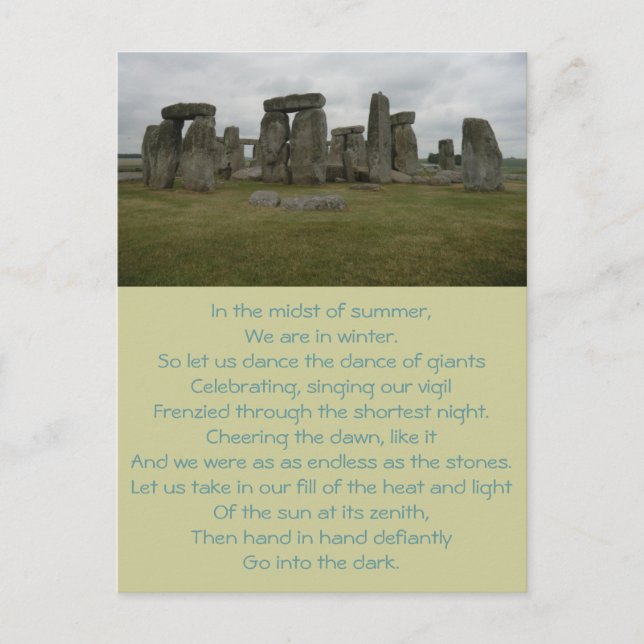 Carte postale de poème de solstice d'été de (Devant)