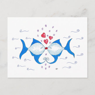 Carte postale de poisson baisant