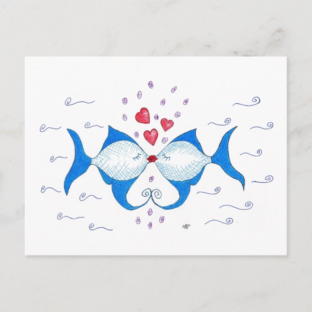 Carte postale de poisson baisant (Devant)