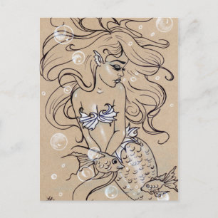 Carte postale de poisson de sirène sous-marine