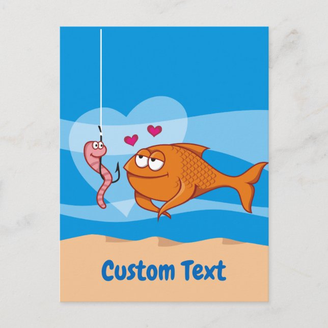 Carte postale de poissons et d'appâts amoureux (Devant)