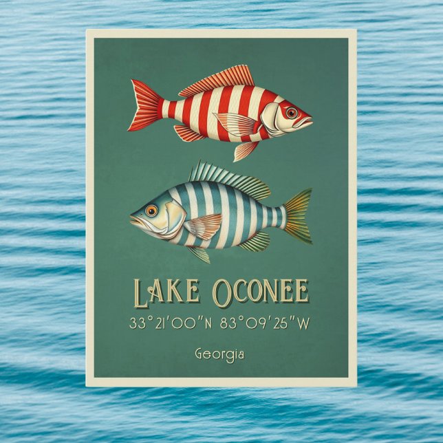 Carte postale de poissons striés du lac Oconee en  (Créateur téléchargé)