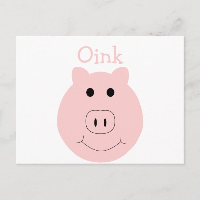 Carte postale de porc rose (Devant)