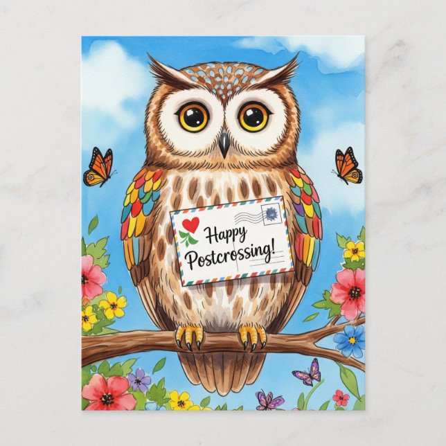 Carte postale de poste de la Chouette de courrier  (Devant)