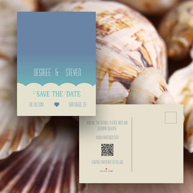 Carte postale de pré-alerte Ocean Beach Blend (Ocean beach themed Save the Date postcard)