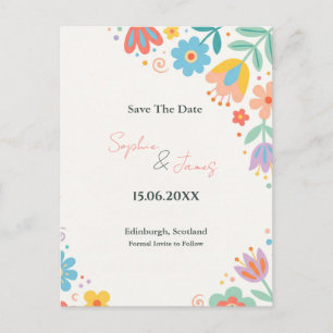 Carte postale de préavis de mariage florale rétro