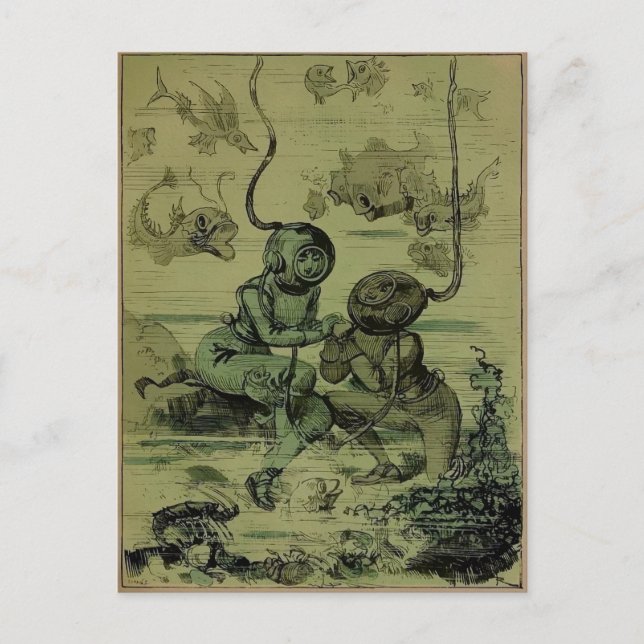Carte postale de proposition de plongeur vintage (Devant)