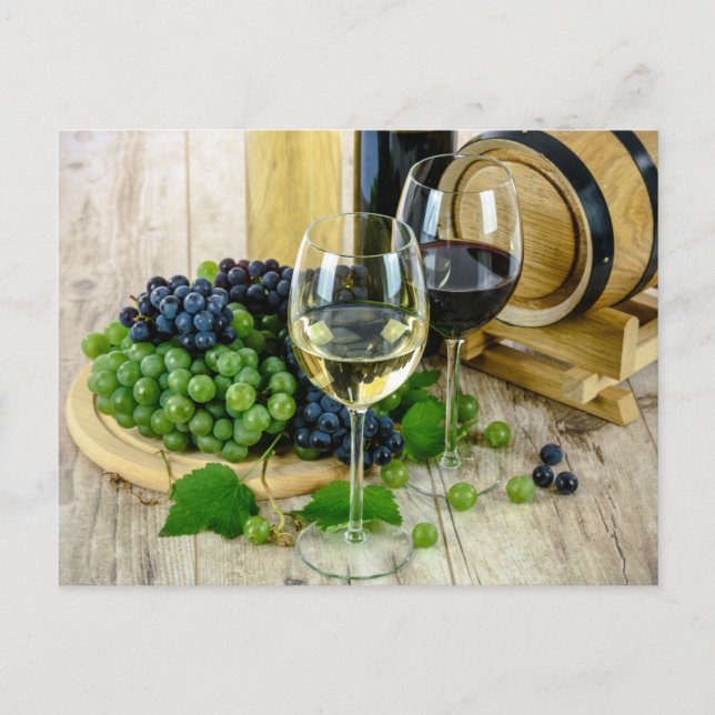 carte postale de raisins et de vin (Devant)