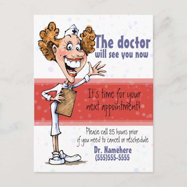 Carte postale de rappel de rendez-vous médecin/Méd (Devant)