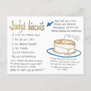 Carte postale de recette de biscuits de Judy