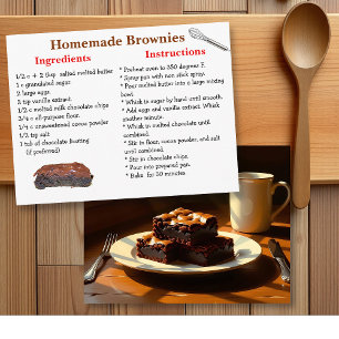 Carte postale de recette de brownies faits maison
