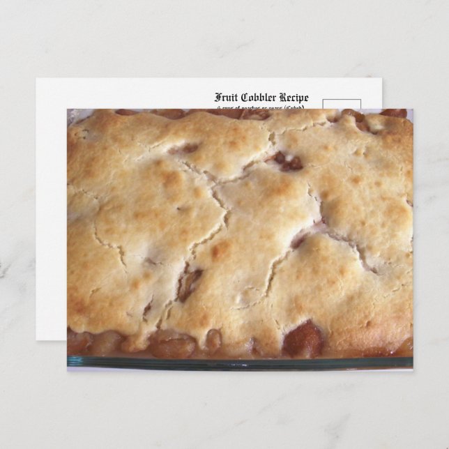 Carte postale de recette de cobbler de fruits (Devant / Derrière)