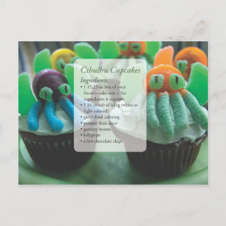 Carte postale de recette de cupcakes Cthulhu