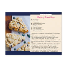 Carte postale de recette de scones aux myrtilles