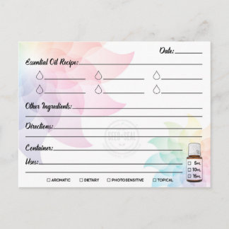 Carte postale de recette d'huile essentielle