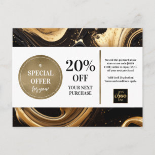 Carte postale de réduction Coupon de peinture or n