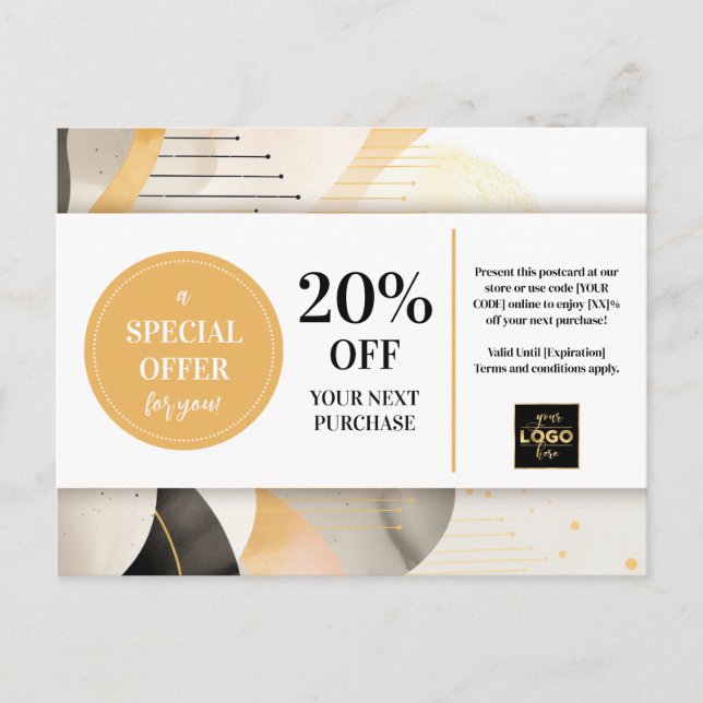 Carte postale de réduction de coupon Abstrait mode (Devant)
