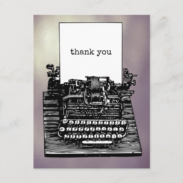 Carte postale de remerciement à la machine à écrir (Devant)