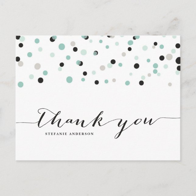 Carte postale de remerciement à pois confettis Men (Devant)