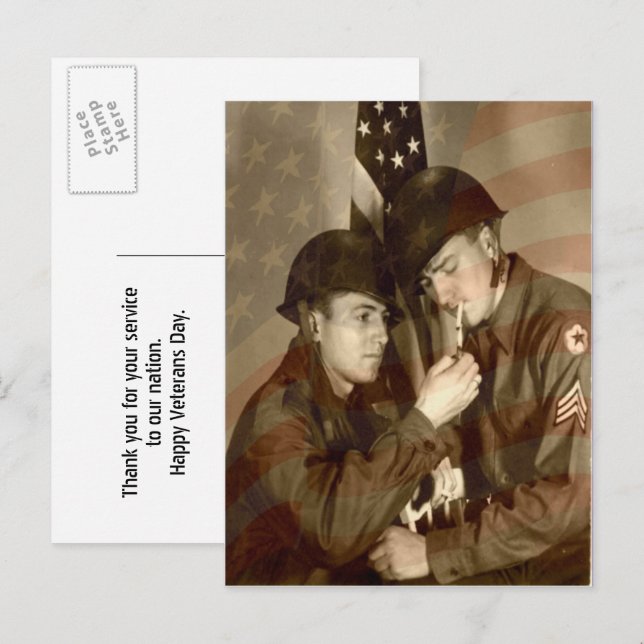 Carte postale de remerciement aux vétérans avec ph (Devant / Derrière)