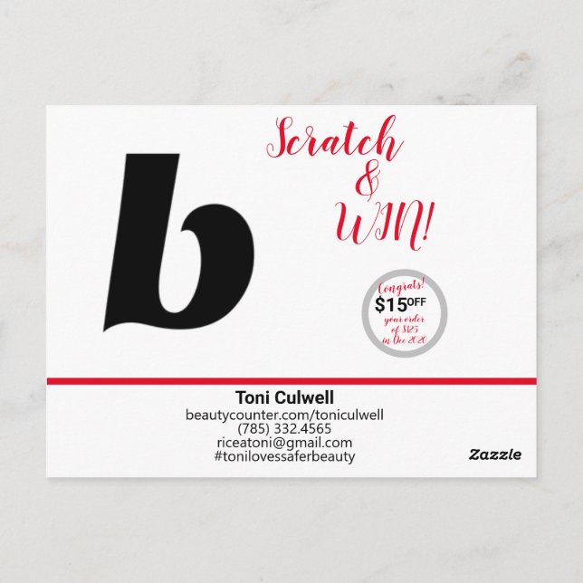 Carte postale de remerciement avec tirage au sort (Dos)