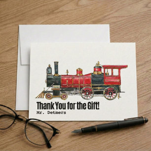 Carte postale de remerciement de locomotive à vape