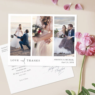 Carte postale de remerciement de mariage avec coll
