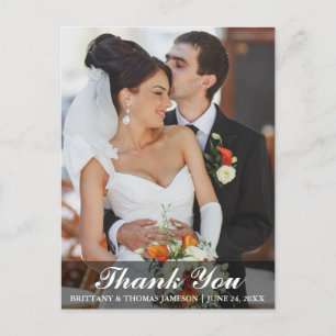 Carte postale de remerciement de mariage avec phot