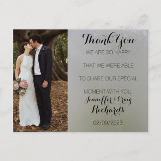 Carte postale de remerciement de mariage photo flo