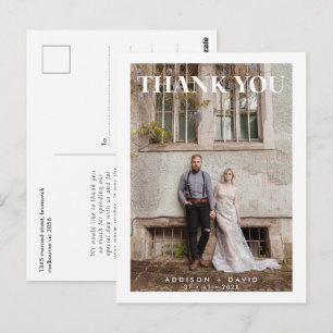 Carte postale de remerciement de mariage photo sim