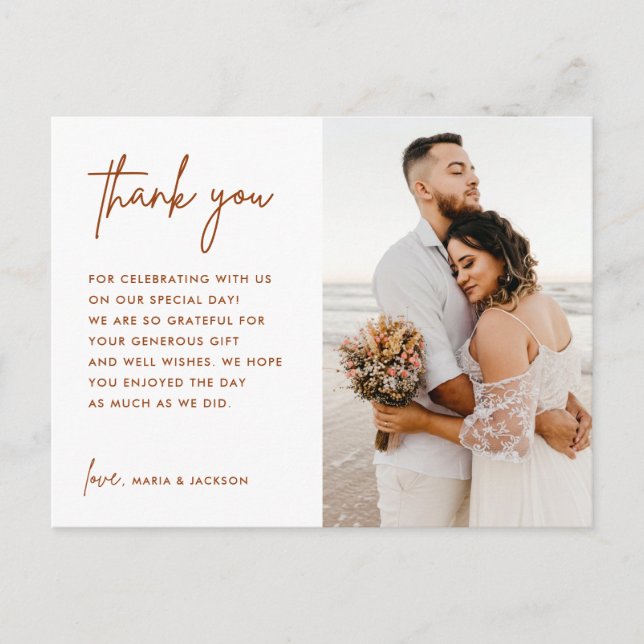 Carte postale de remerciement de photo de mariage  (Devant)