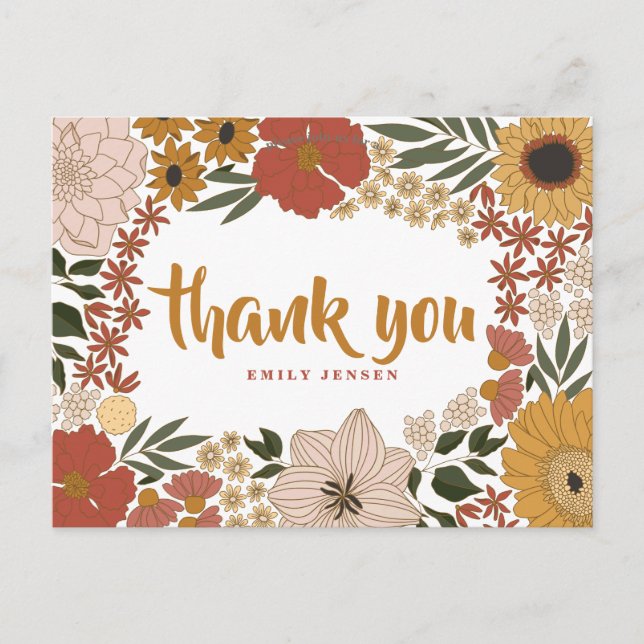 Carte postale de remerciement d'illustration flora (Devant)