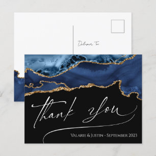 Carte postale de remerciement en Agate Bleue Éléga