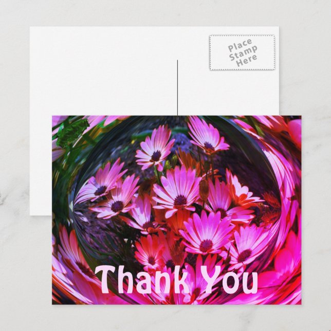 Carte postale de remerciement floral abstrait à ma (Devant / Derrière)