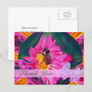 Carte postale de remerciement florale abstraite Ab