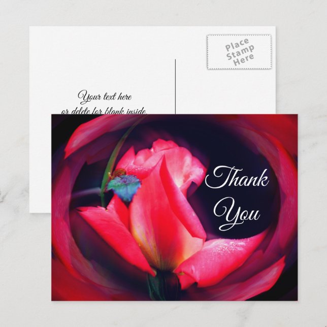 Carte postale de remerciement florale abstraite Ro (Devant / Derrière)